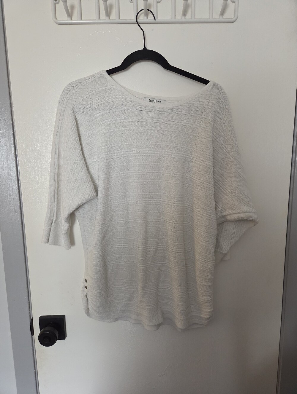 White House Black Market Ivory Textured Dolman Knit Sweater XL Coastal Chic